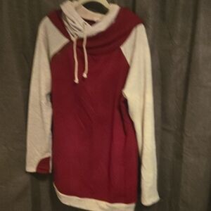 Pinkblush Red and White Cowl Neck Sweater